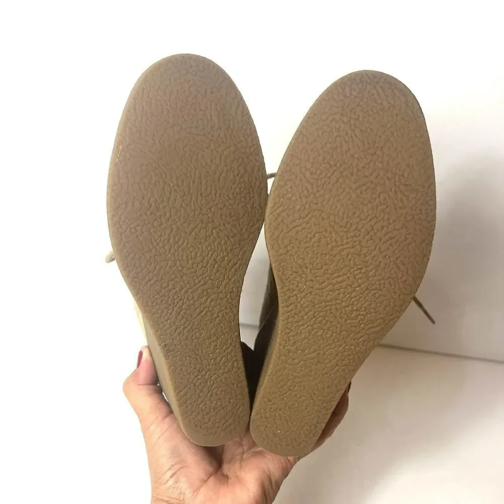Michael Kors Wallabee Wedge Gum Heels Womens 6.5M Beige Suede Ankle High Lace Up